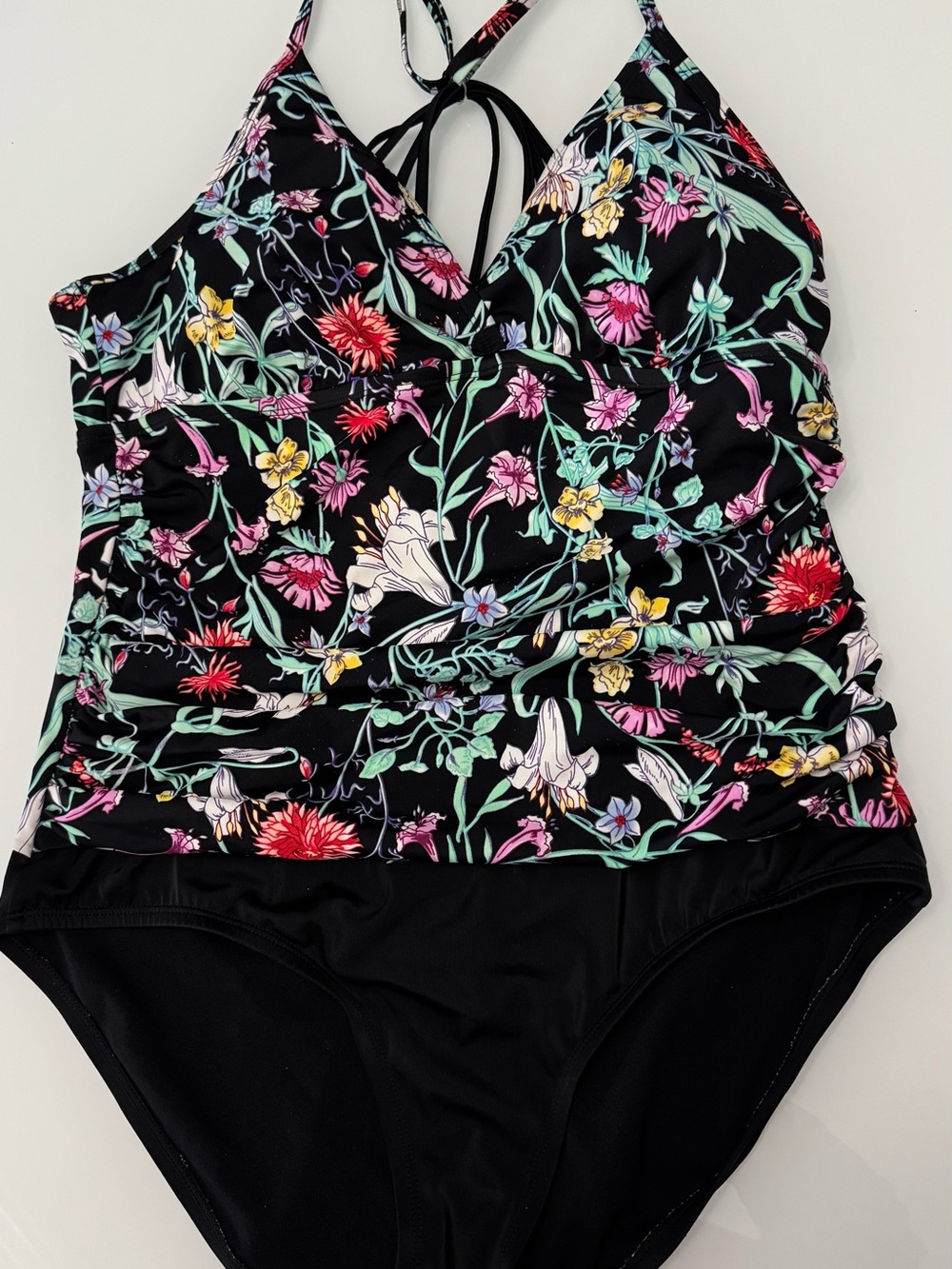 Jantzen Black Floral One-Piece Swimsuit